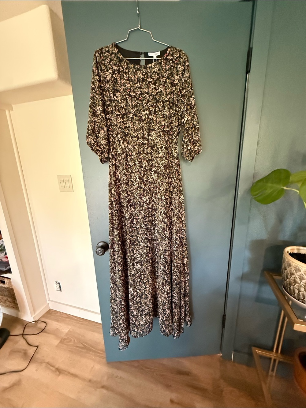 Baltic Born Black Floral Maxi Dress with Pink Accents